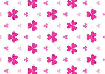 A seamless pattern featuring large and small pink heart-shaped floral motifs on a clean white background, perfect for romantic designs.