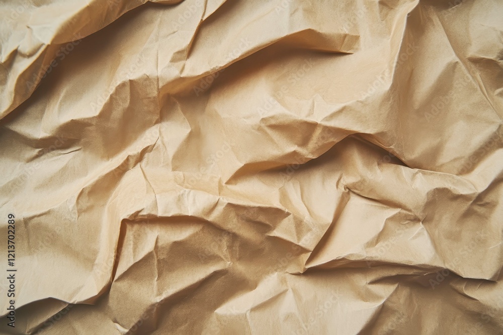 Poster crinkled brown paper texture creates a warm and rustic background for crafts and design projects