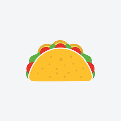 Stuffed wrap with filling making a sandwich depicting taco wrap Restaurant taco icon flat vector
