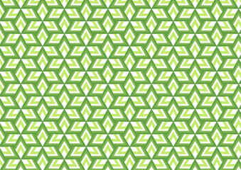 Fototapeta premium Seamless geometric pattern featuring layered green star and triangle shapes in a repeating design, perfect for modern and organic projects.