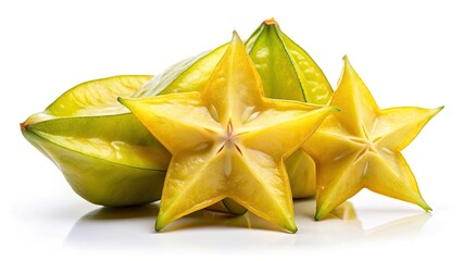 Silhouette Star Fruit, Fresh Starfruit Silhouette, Isolated Starfruit Silhouette, Black Starfruit Silhouette, Silhouette Photography, White Background Starfruit