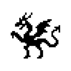 Obraz premium Pixel art black dragon icon