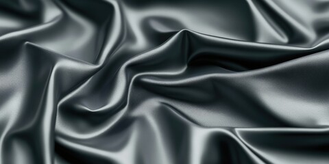 Fototapeta premium Black satin fabric close-up
