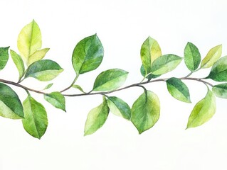 Fototapeta premium Watercolor Branch with Leaves