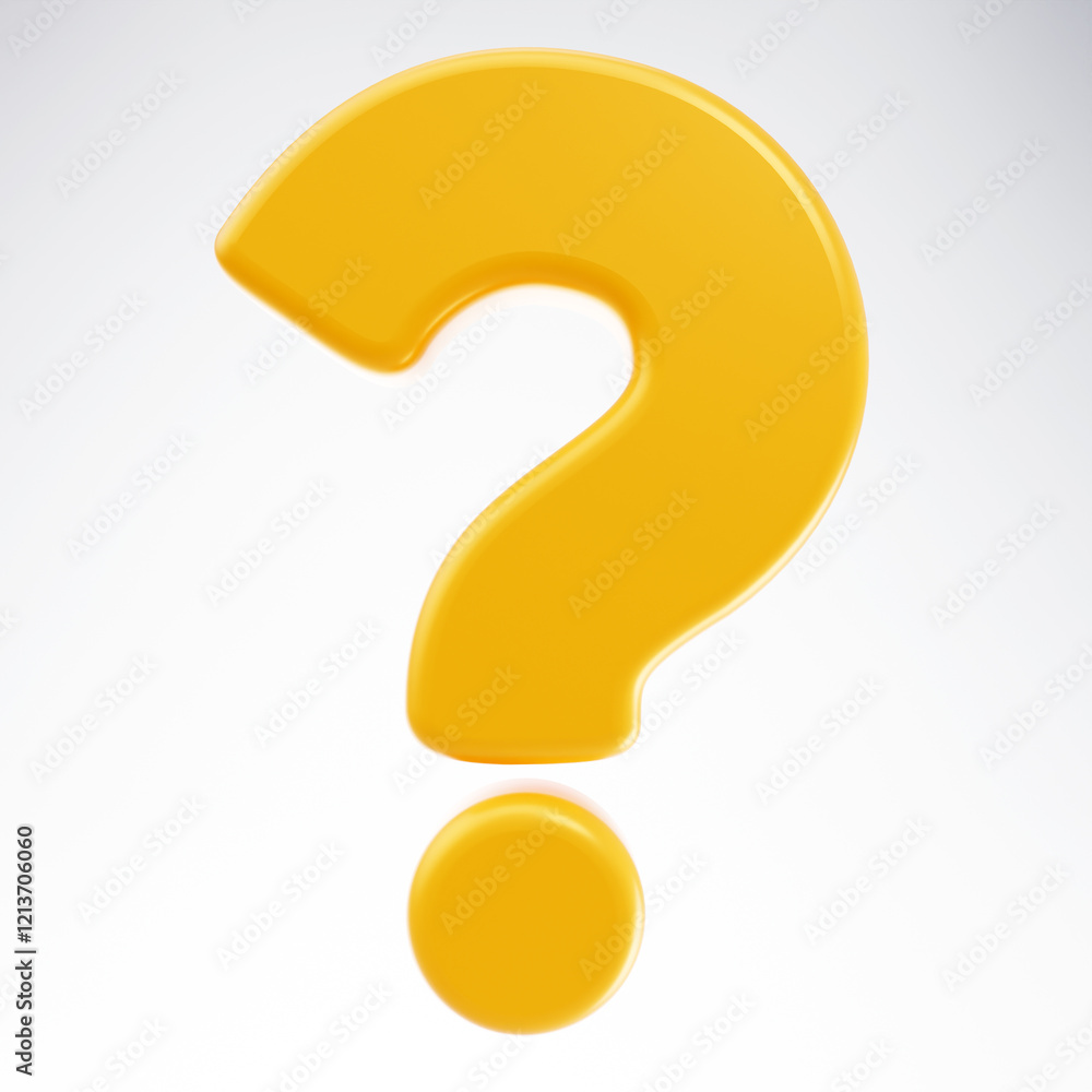 Aufkleber 3d yellow question mark. faq problem solution symbol. faq problem solution symbol or icon. 3d illust