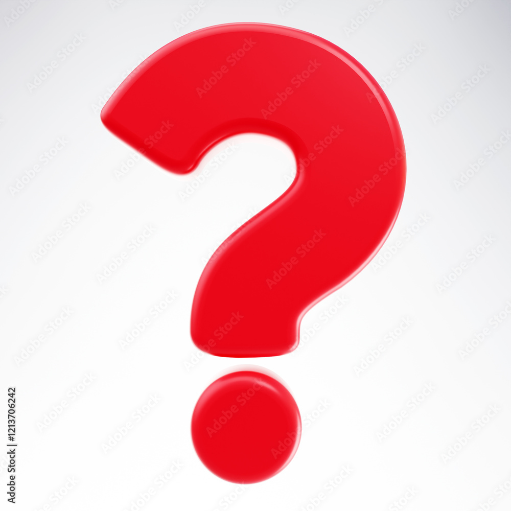 Poster 3d red question mark isolated on white background. faq problem solution symbol or icon. have a quest