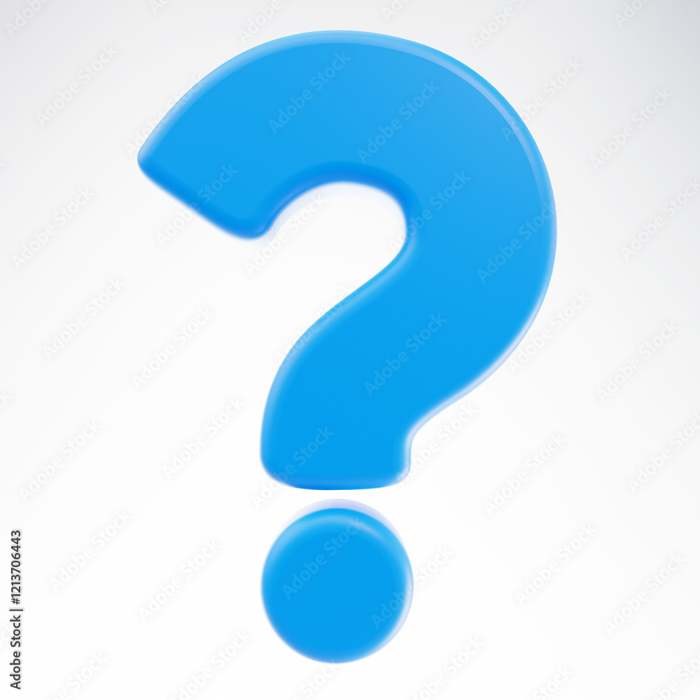 Poster 3d blue question mark isolated on white background. faq problem solution symbol or icon. have a ques