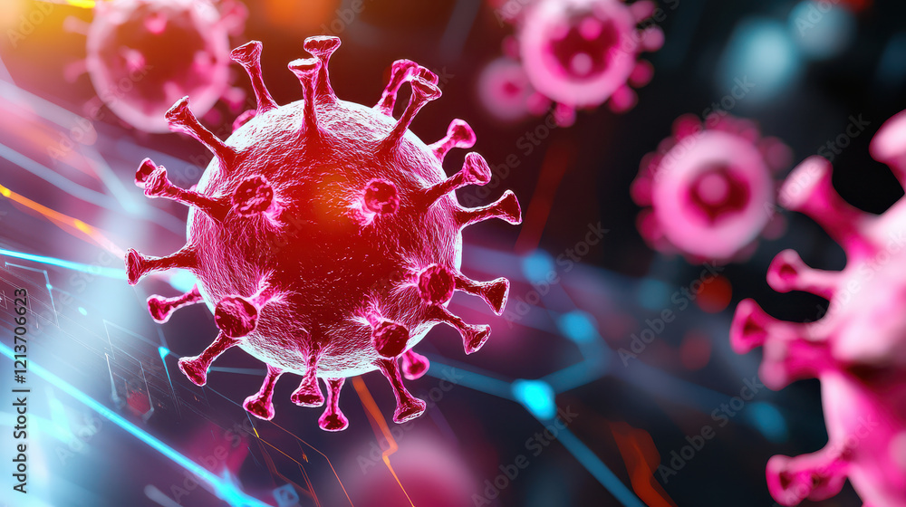 Leinwandbilder detailed illustration of virus, showcasing its structure and features vibrant colors. image highligh