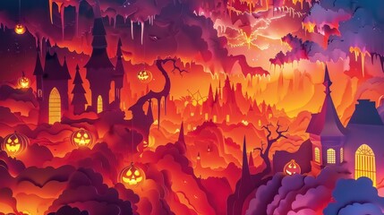 Colorful Abstract Halloween Background with Festive Elements