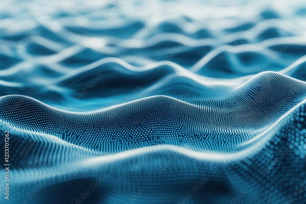 Poster dynamic blue waves created by digital technology at a conceptual level showcasing texture and depth