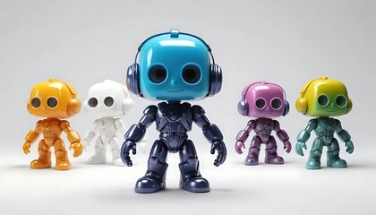 Colorful Robot Toys Headphones Fun Collectible Figures