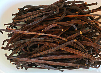 Close-up of premium vanilla pods.