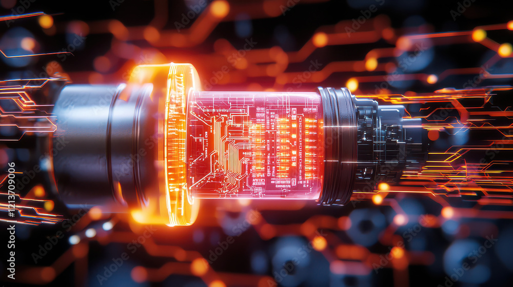 Aufkleber High tech device with visible internal circuitry and glowing elements, showcasing advanced technology and innovation