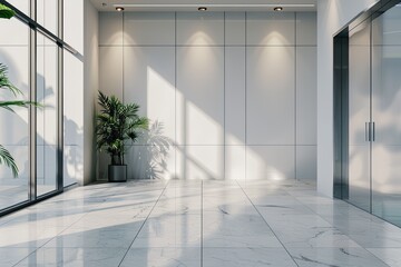 3D Logo on Wall Office Modern Building Meeting Room Office Meeting Room Logo Mockup 3D