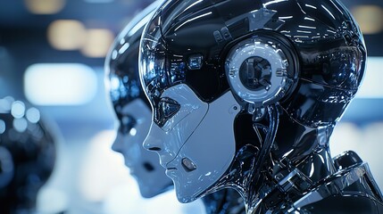 Fototapeta premium AI Chatbots Working and Chatting in Computer Generated Environment