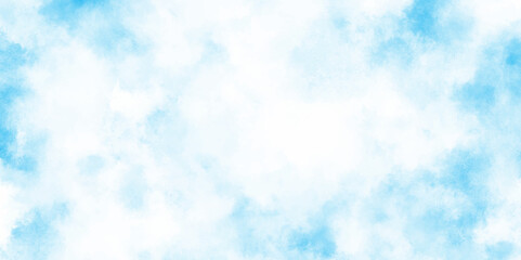 Abstract blue color clouds background, Vibrant clear blue sky with puffy and blurry natural clear clouds, watercolor background concept abstract cloudy sky, cloudy and grunge blue watercolor.