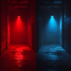 Obraz premium Contrasting Illumination in Moody Architectural Corridor