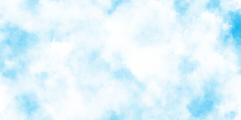 Abstract blue color clouds background, Vibrant clear blue sky with puffy and blurry natural clear clouds, watercolor background concept abstract cloudy sky, cloudy and grunge blue watercolor.