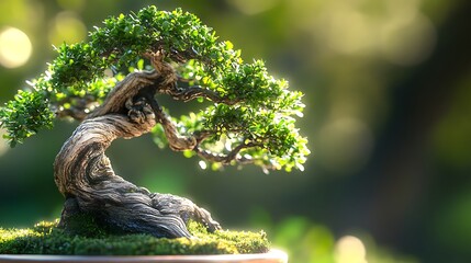 Fototapeta premium elegant bonsai tree peaceful indoor design idea