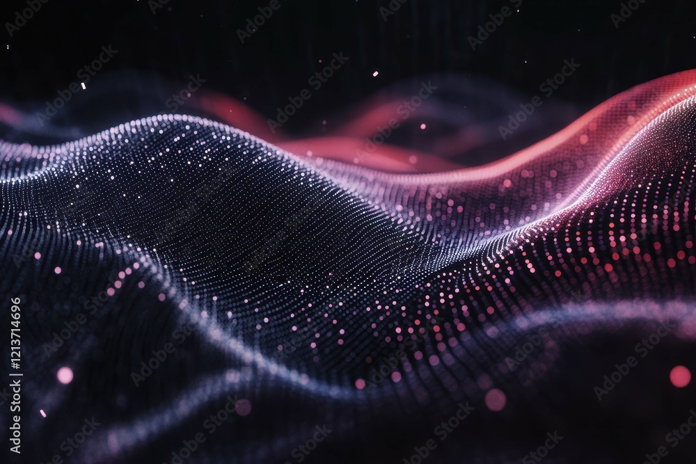 Aufkleber colorful wave patterns created by particles in dark space with glowing effects