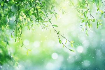 Obraz premium Tree Branch with Green Leaves