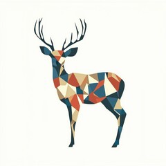Obraz premium Geometric deer art on white background for decoration or creative projects