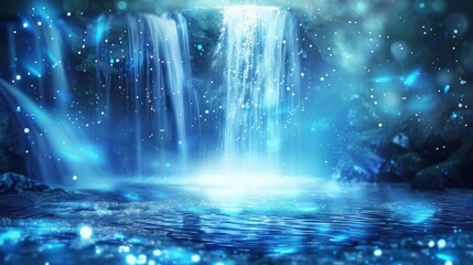 Mystical Abstract Background Illustration of Waterfall and Lights