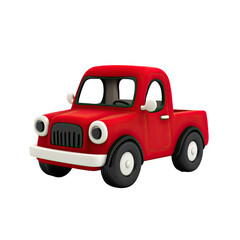 Red cartoon truck, studio shot, white background, children's book illustration