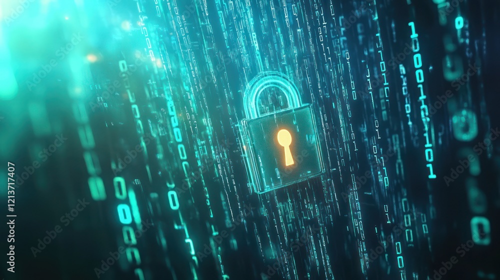 Aufkleber cyber security lock digital code background data protection