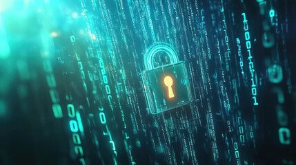 Cyber security lock digital code background data protection