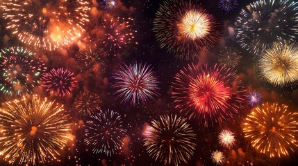 Vibrant Fireworks Display Illuminating The Night Sky