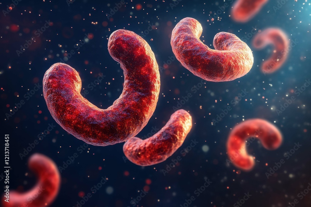 Aufkleber detailed visualization of bacteria in active motion showcasing their distinct shapes and textures in