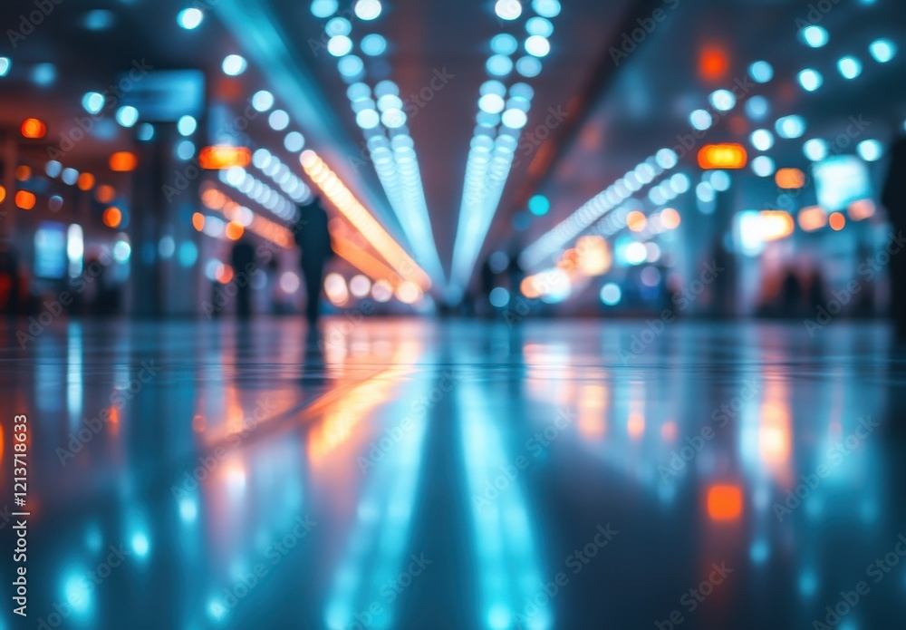 Aufkleber abstract view of a modern airport terminal with dynamic lighting effects creating a vibrant and futu