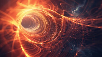 Abstract Quantum Wave Illustration with Vibrant Light Effects