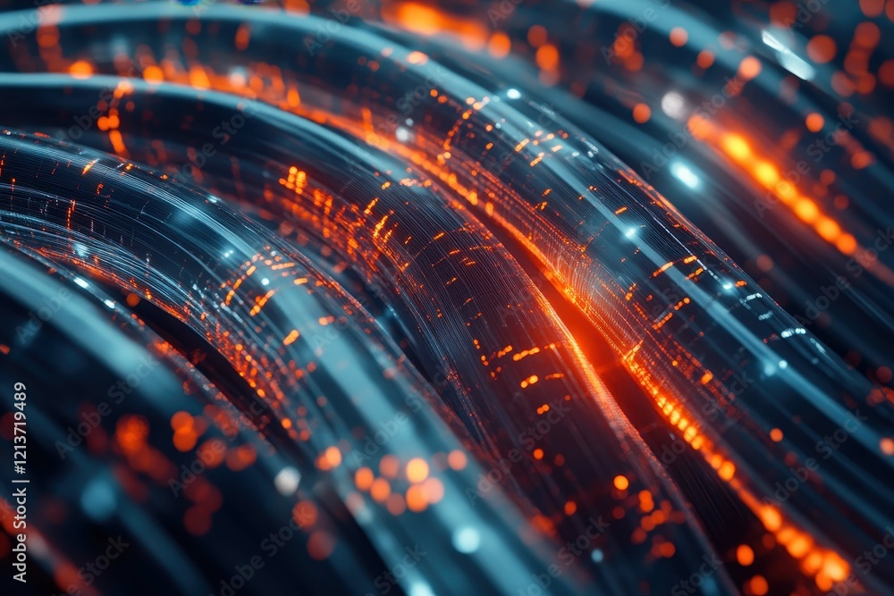 Poster dynamic glowing lines create a mesmerizing abstract visual effect in a digital space