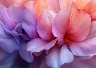 Fototapeta premium Abstract Blurred Floral Art Featuring Red and Violet Hues with a Close-Up of Peony Petals, Grainy Texture, and Digital Art Design for Creative Projects