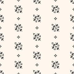 Universal vector seamless pattern. Simple light geometric texture with small floral shapes. Design element for decor, prints, textile, furniture, web.