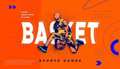 vector athlete sport basketball concept celebrating national sports day. basketball sport sports background. Male basketball player. Template design for national basketball game event