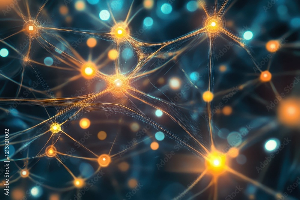 Poster vibrant neural network connections illuminated in a digital representation of cognitive processes