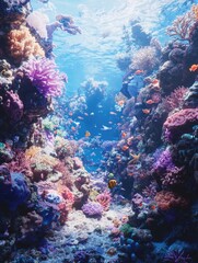 Naklejka premium Diverse Fish Species on Coral Reef