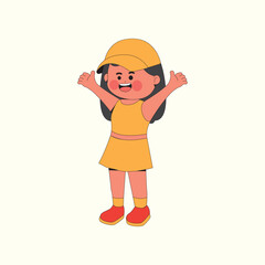 Girl cartoon with hat character illustration