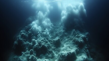 Fototapeta premium Underwater Scene Of Light Illuminating Deep Sea Coral