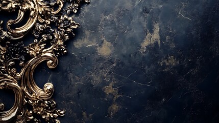 Gilded Baroque Ornament on Dark Textured Background