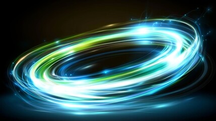 Dynamic abstract light trails showcasing energy and movement digital art dark background vibrant colors