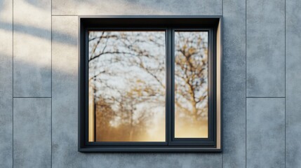 Fototapeta premium Window reflection with tree