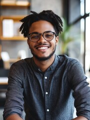 Fototapeta premium Man with glasses at desk