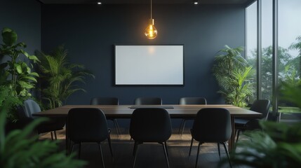 Serene Modern Office Meeting Room with Greenery