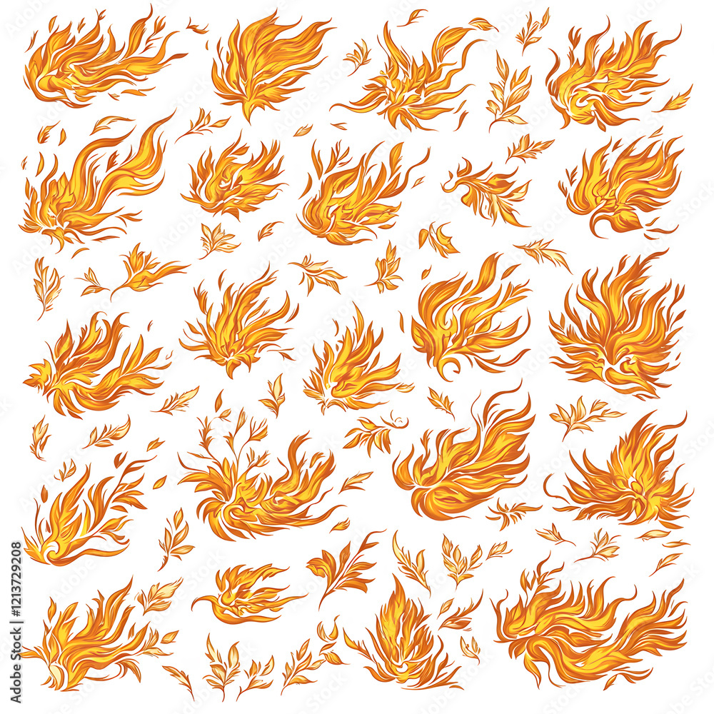 Poster dynamic flame patterns abstract art digital design warm colors aesthetic composition visual concept 