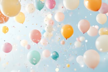 Colorful balloons floating in a festive atmosphere celebrating learning and creativity related to logarithms and mathematics