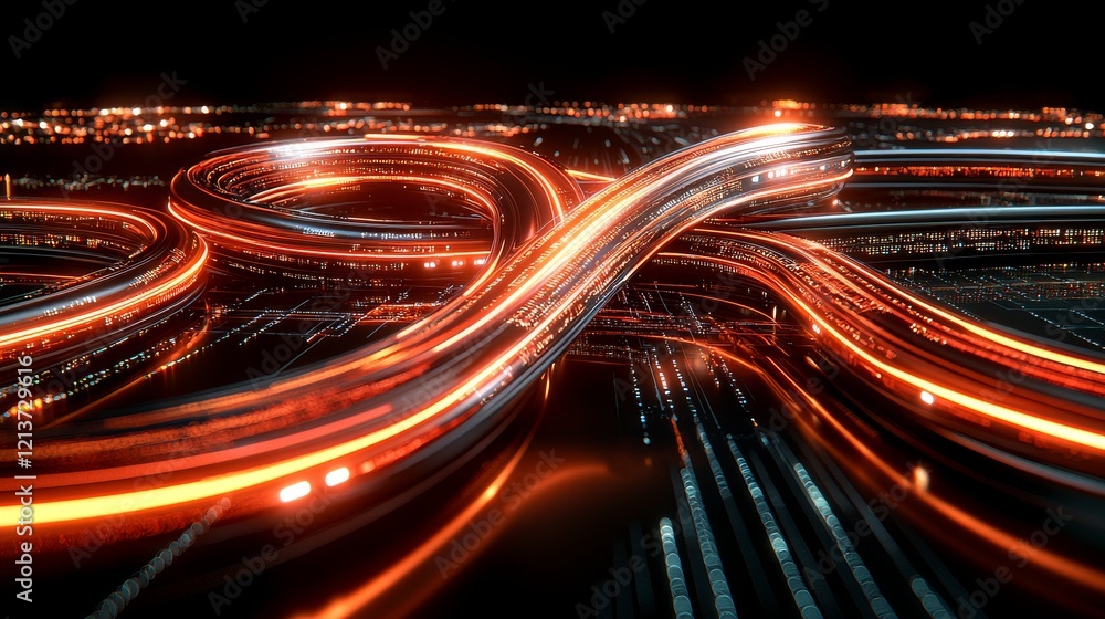 Aufkleber dynamic futuristic data stream visualization digital space graphic design high-tech environment abst